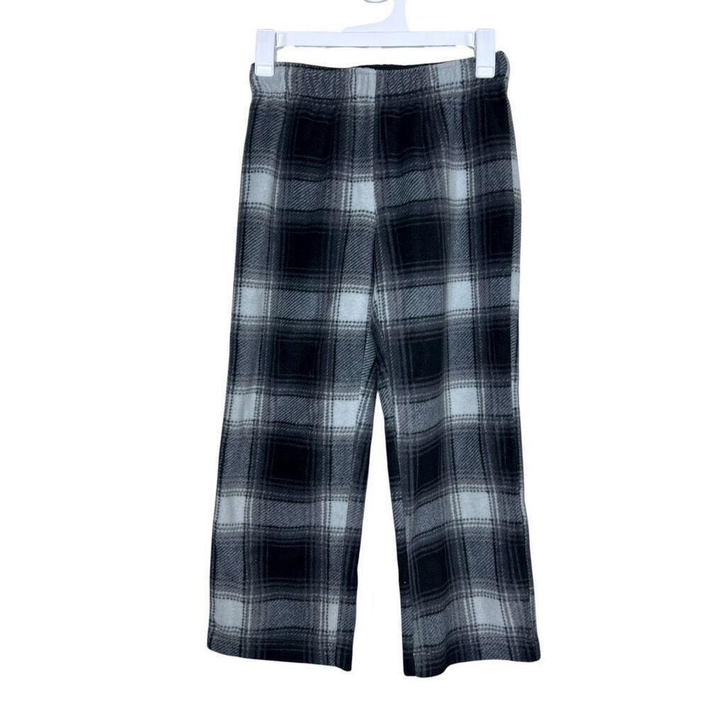NEW SKIMS‎ Kids Cozy Fleece Pants Plaid Gray Size 5